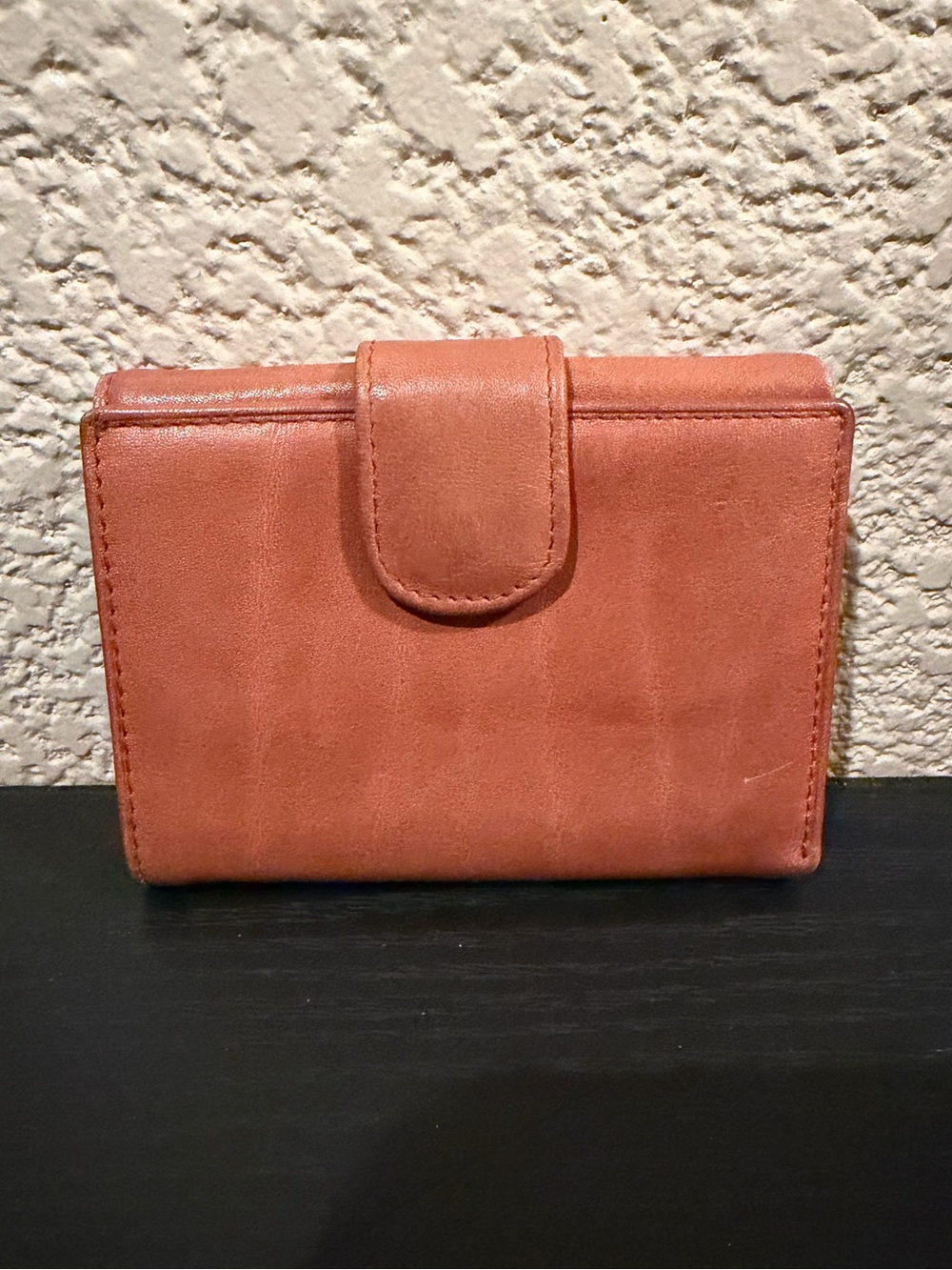 Nordstrom Chestnut Nappa Calf Leather Trifold Snap Tab Compact Wallet